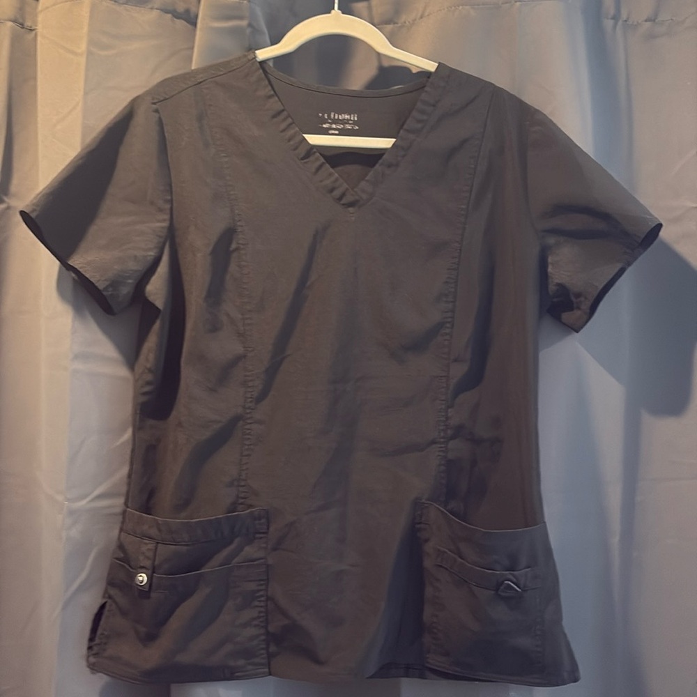 Unisex Black Scrub Top, Dual Pockets